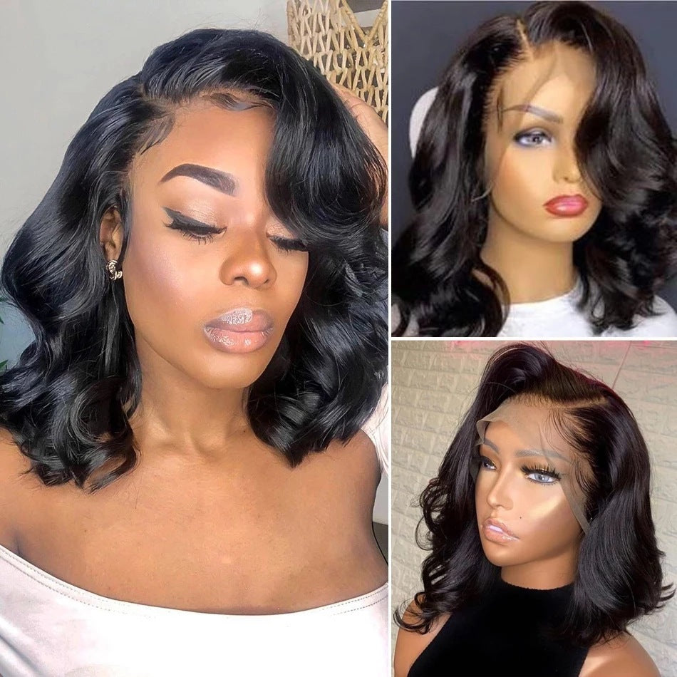 Black Split Short Curly Hair Synthetic Wigs