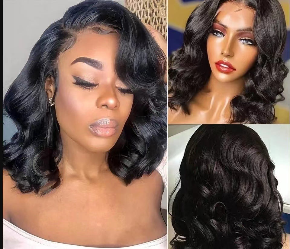 Black Split Short Curly Hair Synthetic Wigs
